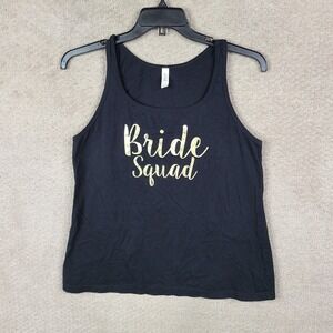 Bella‎ Shirt Womens Large Black Gold Tank Top Bride Squad Sleeveless Cotton